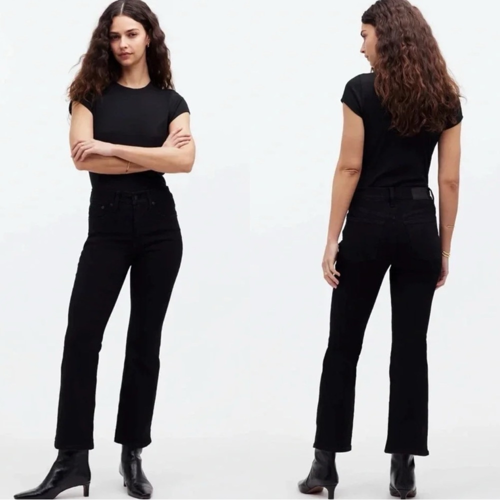 Madewell High Rise Kick Out Crop Black Jeans for Women